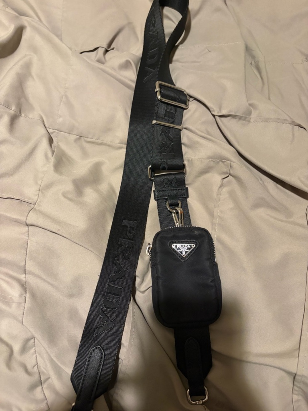 Prada Black Nylon Strap Pouch with Logo Triangle